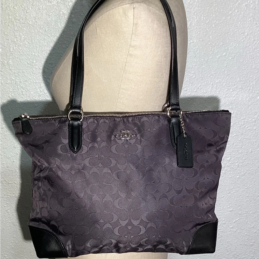 Coach black signature shoulder bag